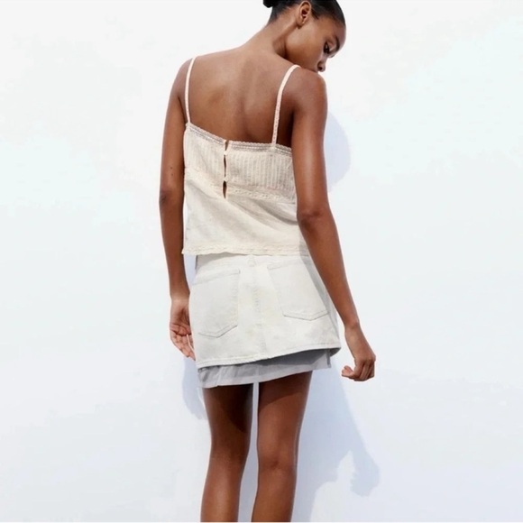 ZARA DENIM MINI SKIRT - Picture 4 of 10